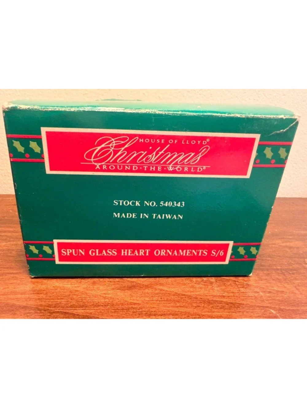 Vintage House of Lloyd Spun Glass Heart Ornaments Set of 5 w/ Original Box